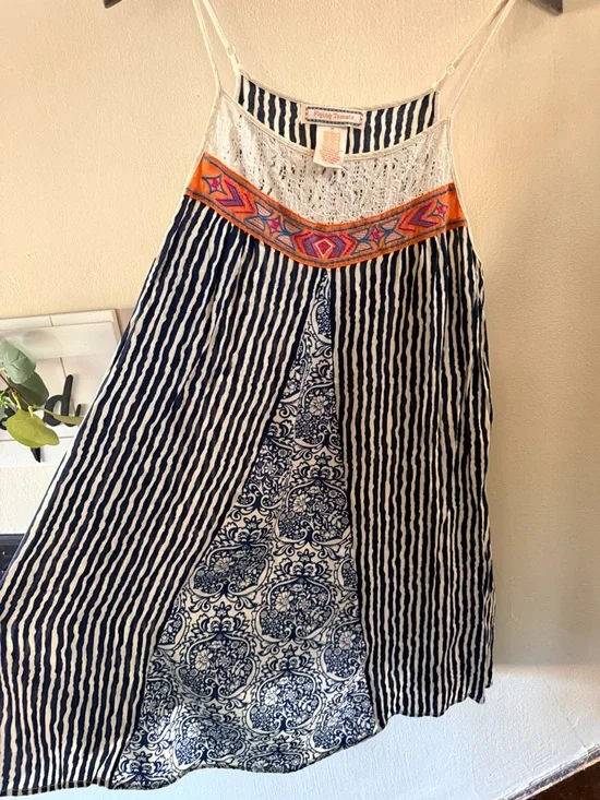 Flying Tomato Navy & White Boho Midi dress with Embroidered neckline - Picture 10 of 10